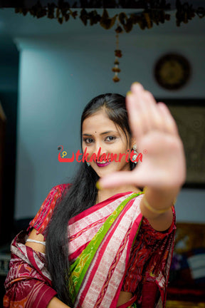 Diwali in Village Forest Green Bapta Saree