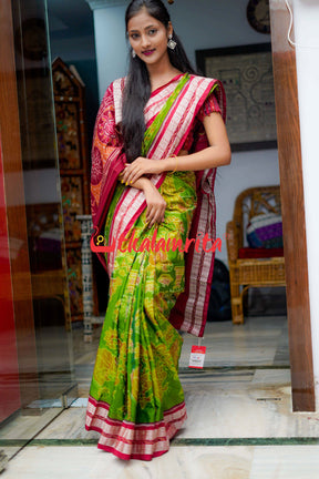 Diwali in Village Forest Green Bapta Saree
