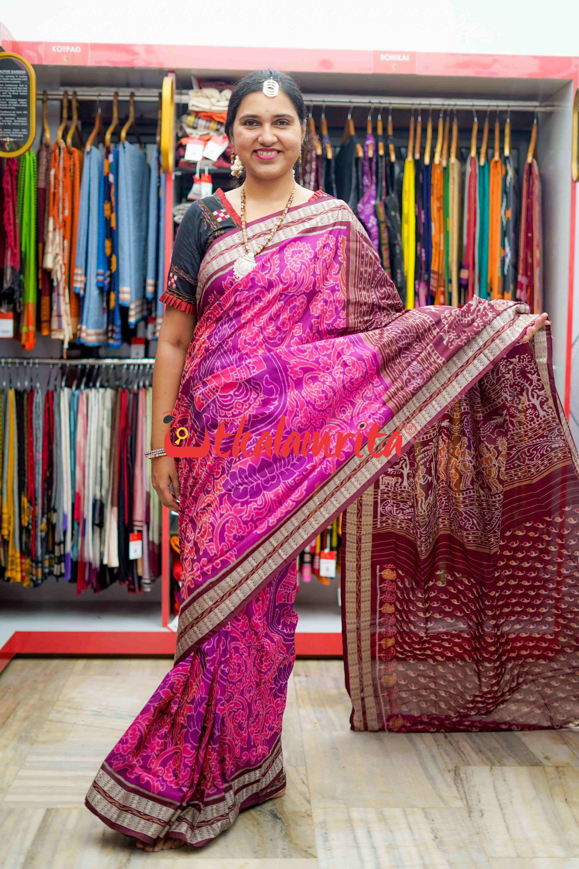 Viola Pink Woven paithani Silk Saree – MySilkLove