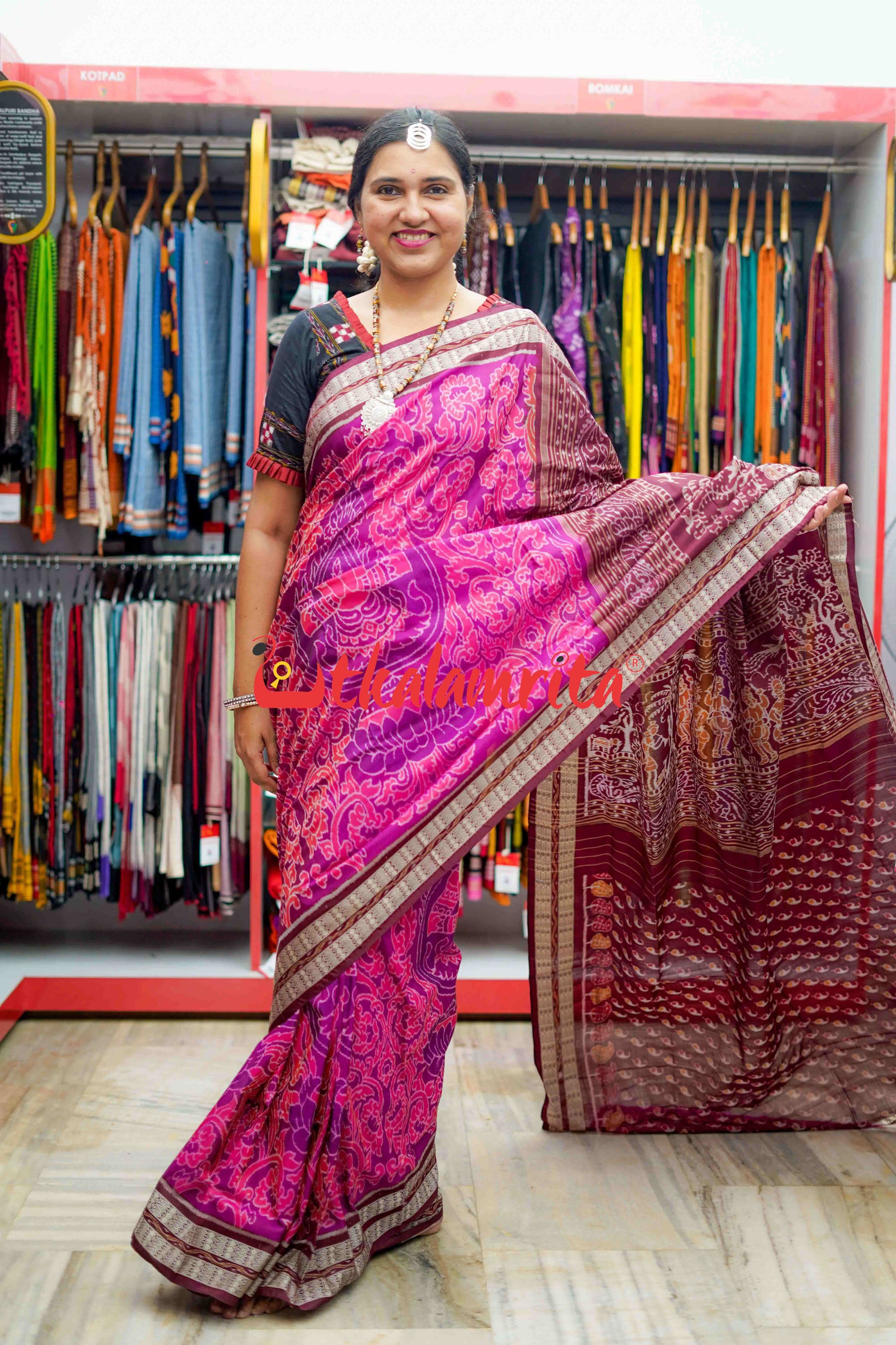 Buddha Bapta Pink Purple Saree