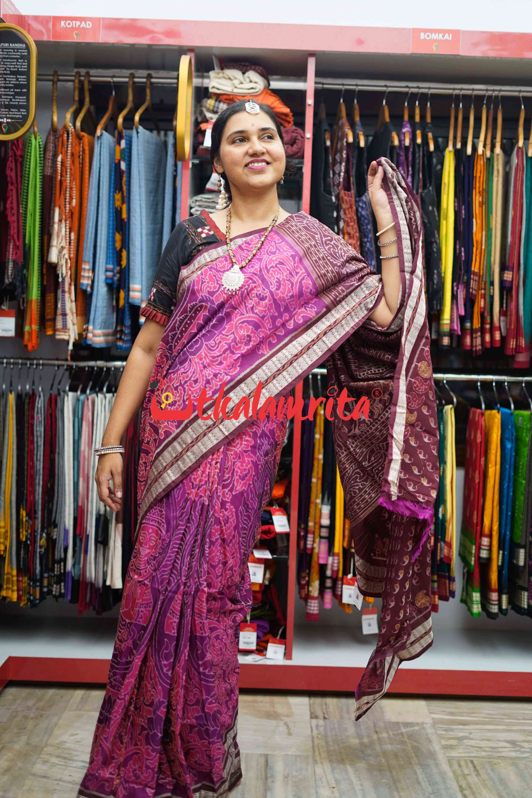 Buddha Bapta Pink Purple Saree