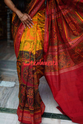 Half Half 5 Kuthi Konark Dual Color Sambalpuri Cotton Saree