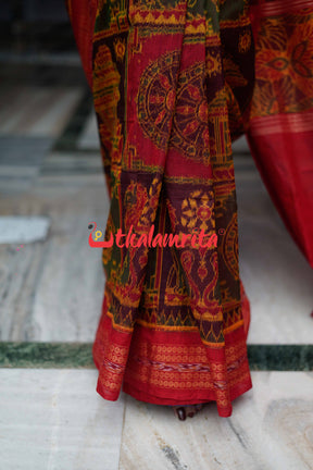 Half Half 5 Kuthi Konark Dual Color Sambalpuri Cotton Saree