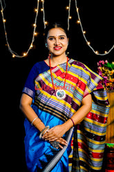Blue Black Double Anchal Berhampuri Silk