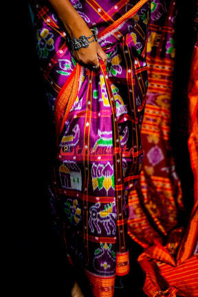 Purple Dotted Nabakothi Khandua Silk Saree