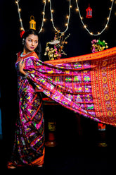 Purple Dotted Nabakothi Khandua Silk Saree
