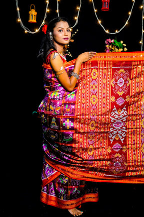 Purple Dotted Nabakothi Khandua Silk Saree