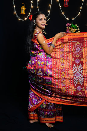 Purple Dotted Nabakothi Khandua Silk Saree