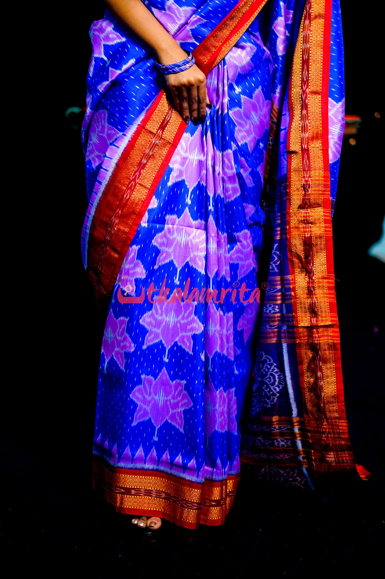 Blue Body Lotus Khandua Silk Saree