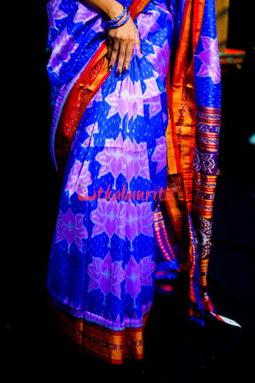 Blue Body Lotus Khandua Silk Saree