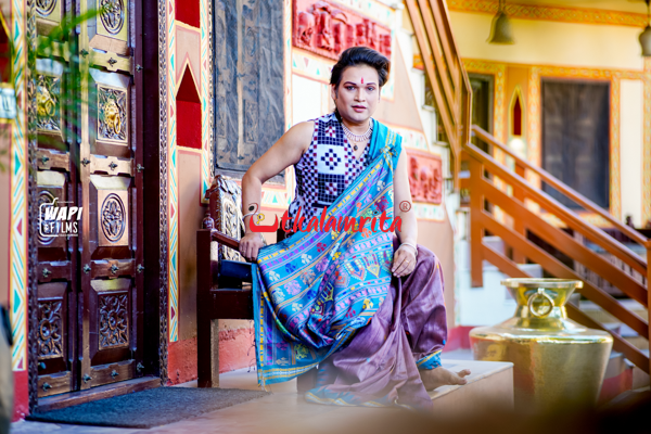Jamakoli With Blue Bahubali Design Tussar Saree