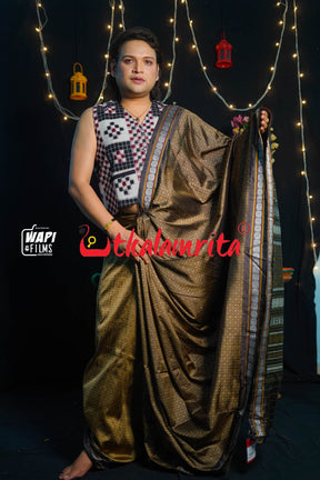 Banarasi Khandua Fusion Black Jala Silk Saree