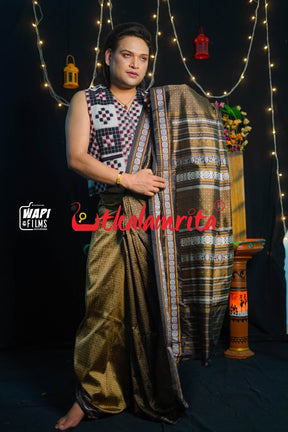 Banarasi Khandua Fusion Black Jala Silk Saree