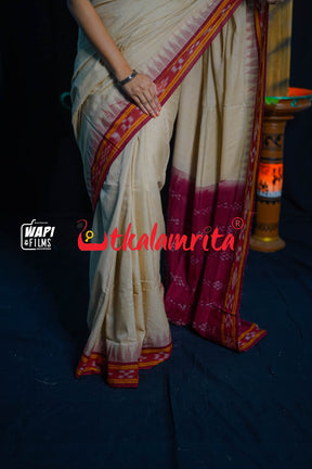 Tussarite Maroon Kumbha Khandua Cotton Saree