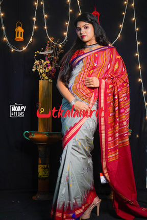 Grey Ganga Jamuna Cotton Bomkai