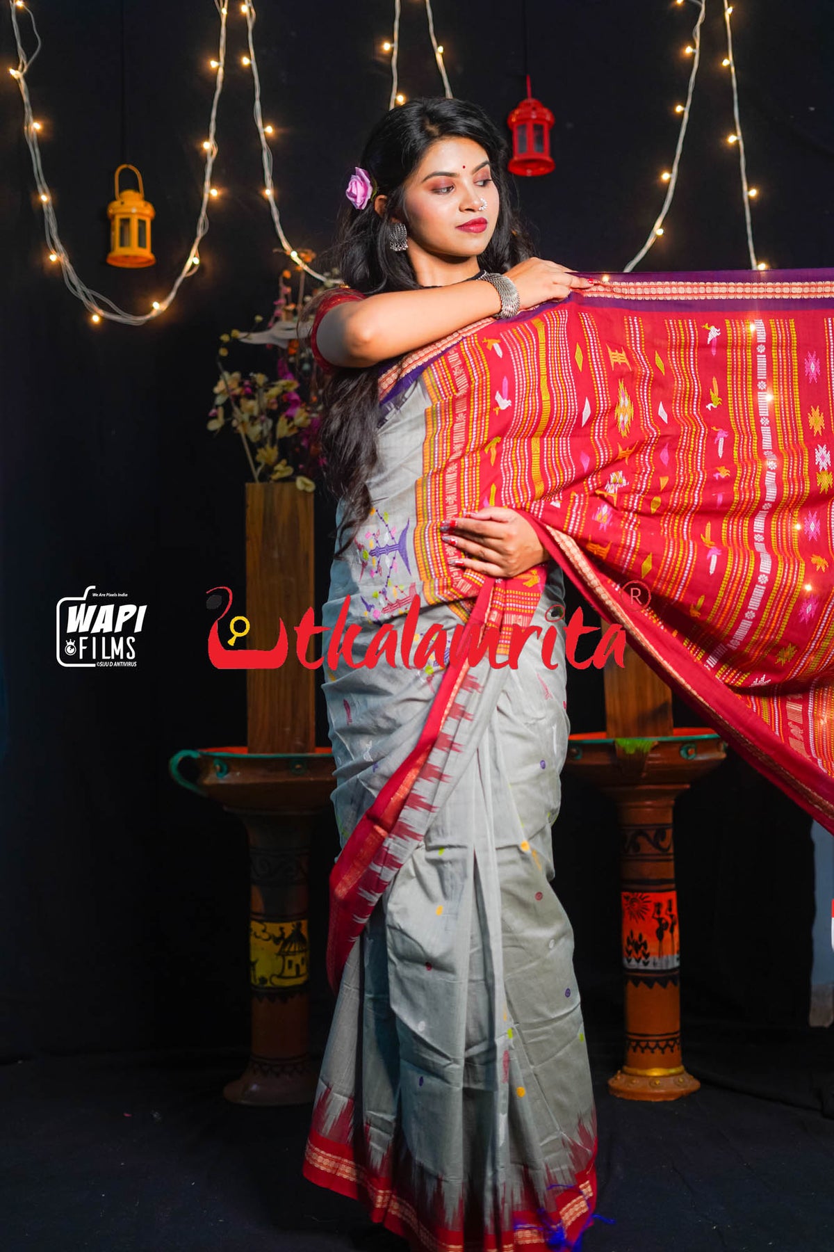 Grey Ganga Jamuna Cotton Bomkai