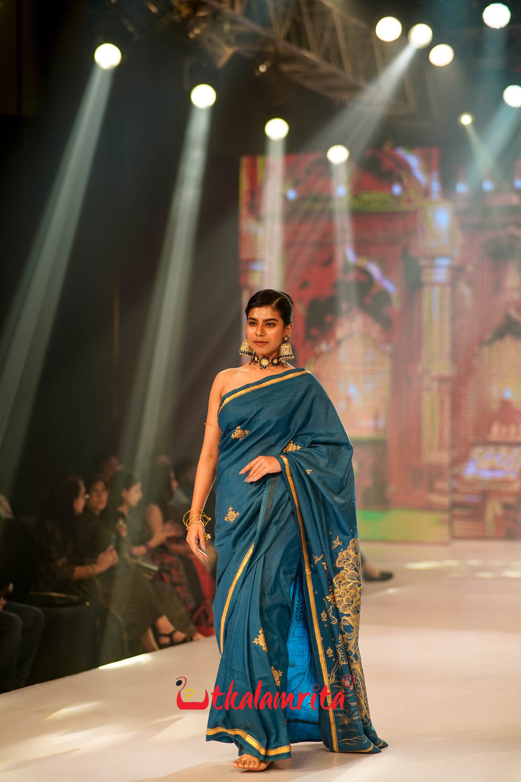 Maya Miriga Blue Pattachitra Silk Saree