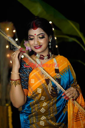 Sumati Blue Taj Mahal Sambalpuri Bapta Saree