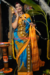 Sumati Blue Taj Mahal Sambalpuri Bapta Saree