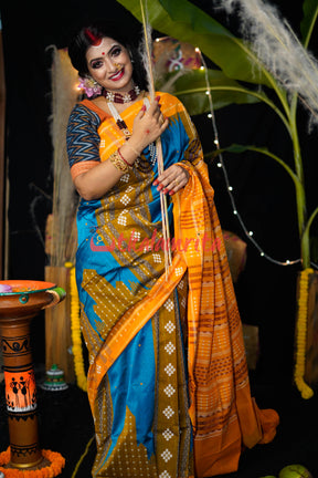 Sumati Blue Taj Mahal Sambalpuri Bapta Saree