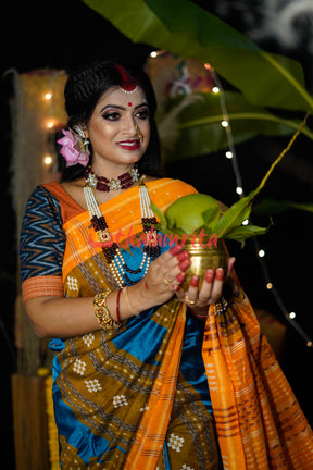 Sumati Blue Taj Mahal Sambalpuri Bapta Saree