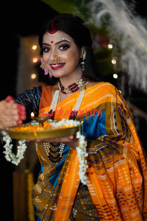 Sumati Blue Taj Mahal Sambalpuri Bapta Saree