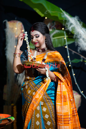 Sumati Blue Taj Mahal Sambalpuri Bapta Saree