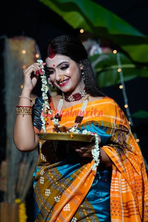 Sumati Blue Taj Mahal Sambalpuri Bapta Saree