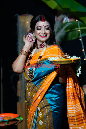 Sumati Blue Taj Mahal Sambalpuri Bapta Saree