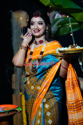 Sumati Blue Taj Mahal Sambalpuri Bapta Saree