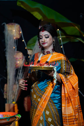 Sumati Blue Taj Mahal Sambalpuri Bapta Saree