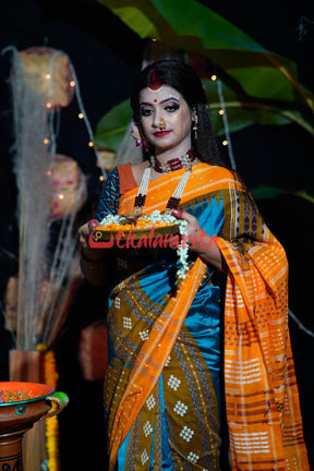 Sumati Blue Taj Mahal Sambalpuri Bapta Saree