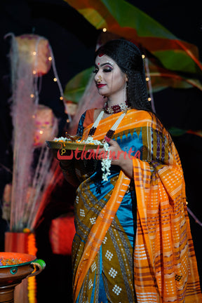 Sumati Blue Taj Mahal Sambalpuri Bapta Saree