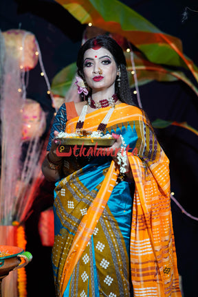 Sumati Blue Taj Mahal Sambalpuri Bapta Saree
