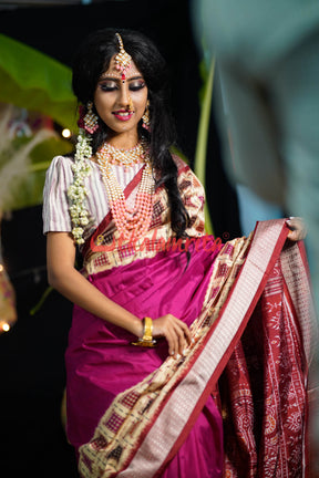 Aswini Magenta Border Sambalpuri Silk