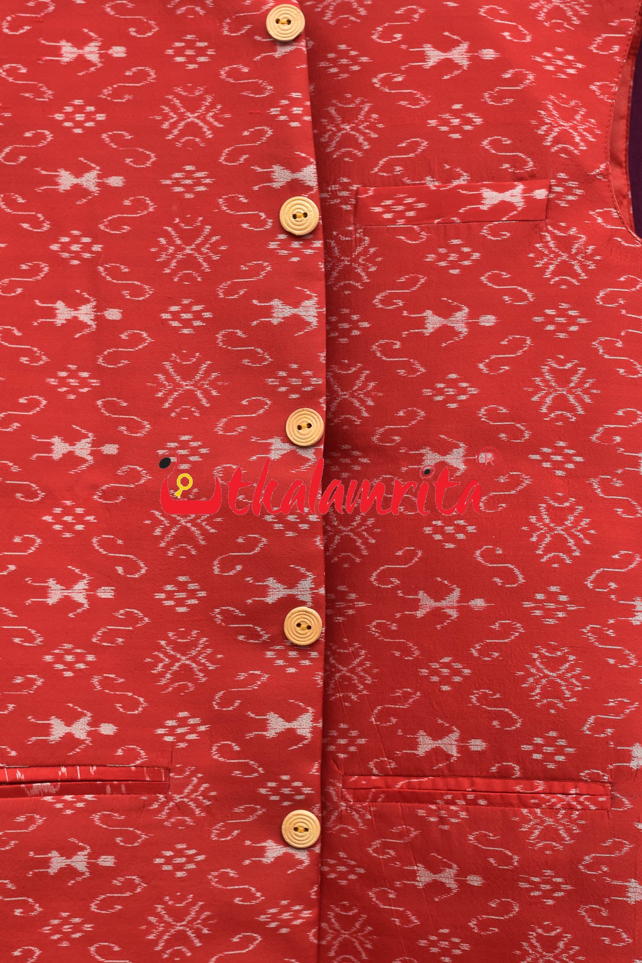 Red Tribals Sambalpuri Bandha Silk (Men's Jacket)