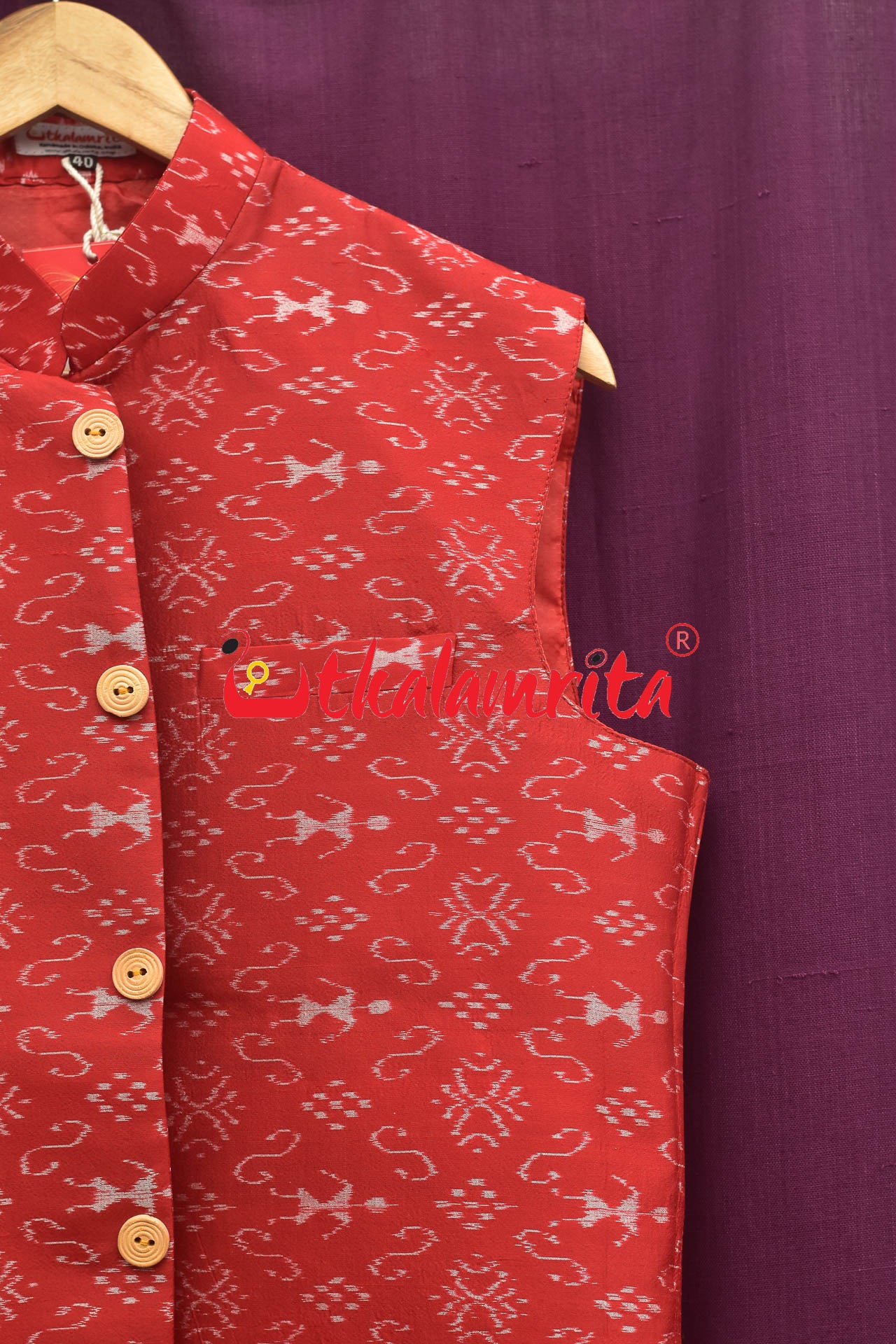 Red Tribals Sambalpuri Bandha Silk (Men's Jacket)