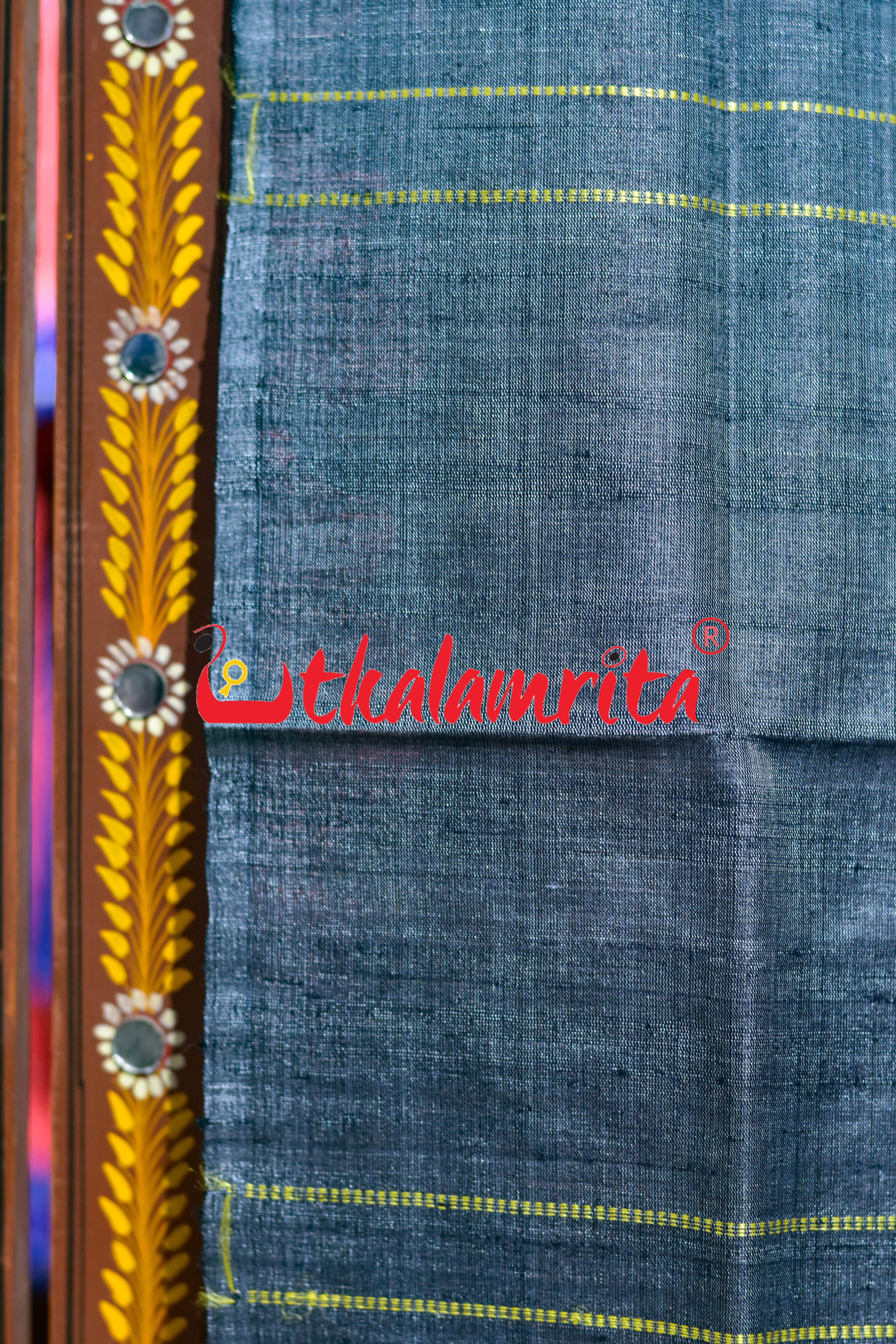 Ash Black Yellow Dongria Tussar Silk (Stole)