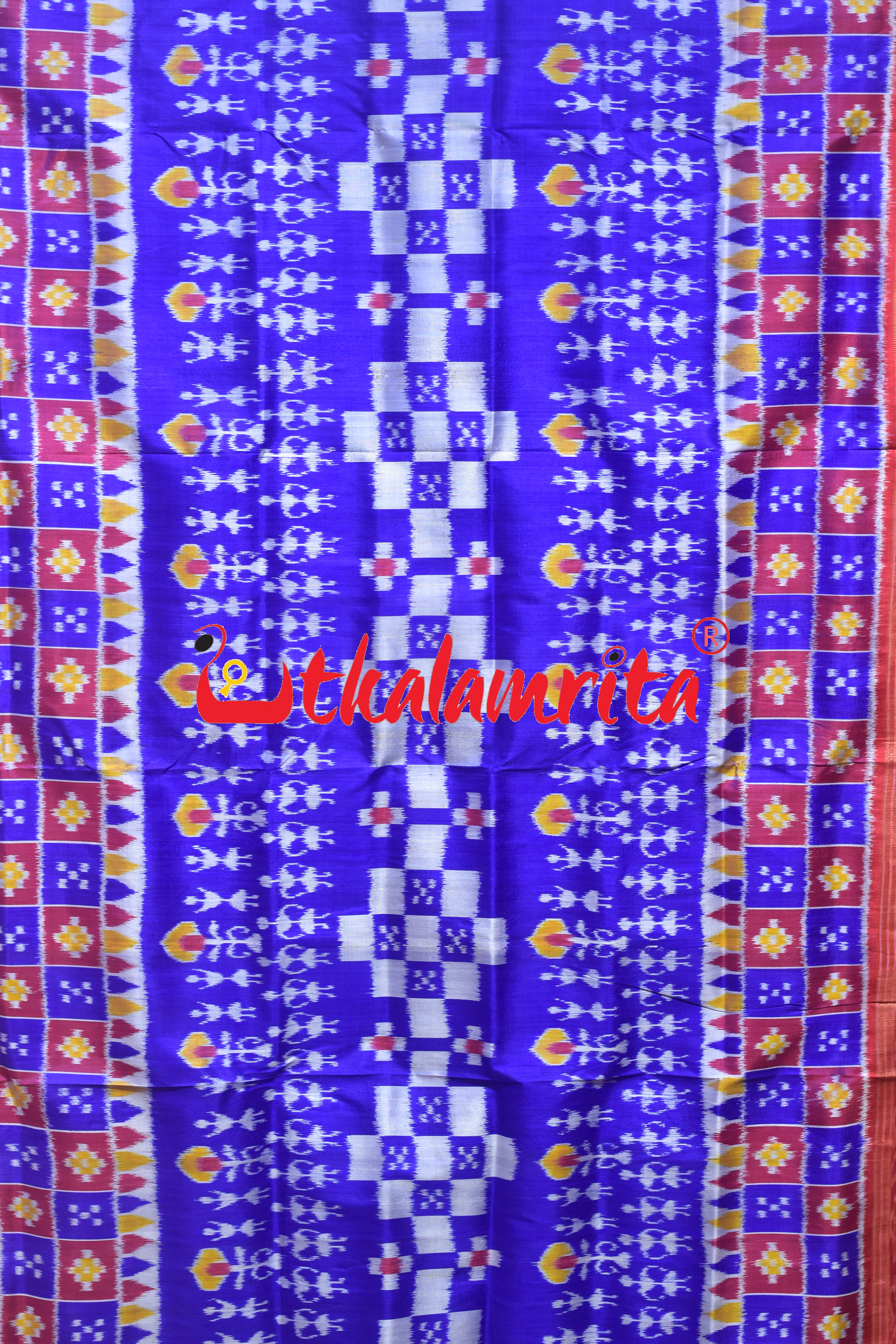 Blue Red Tribal Pasapali Scot Khandua Silk Saree
