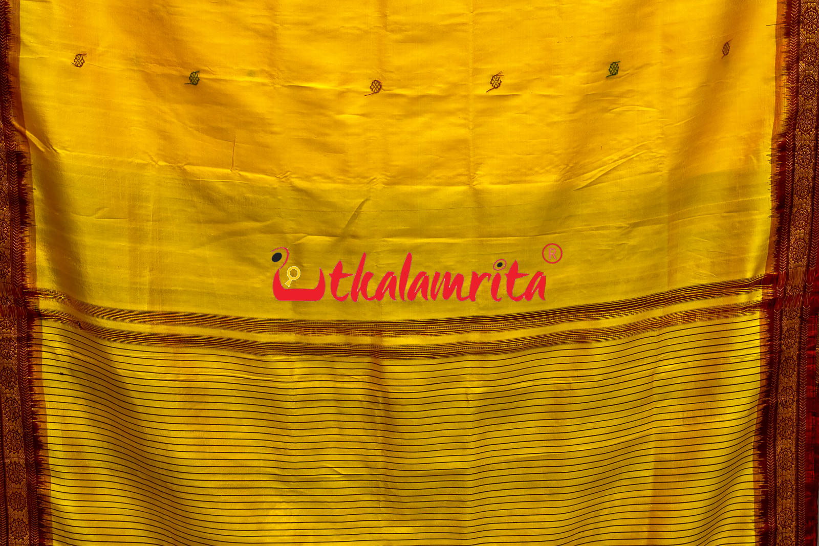 Haldi Pata With Chakra Border Khandua Silk Saree