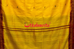 Haldi Pata With Chakra Border Khandua Silk Saree