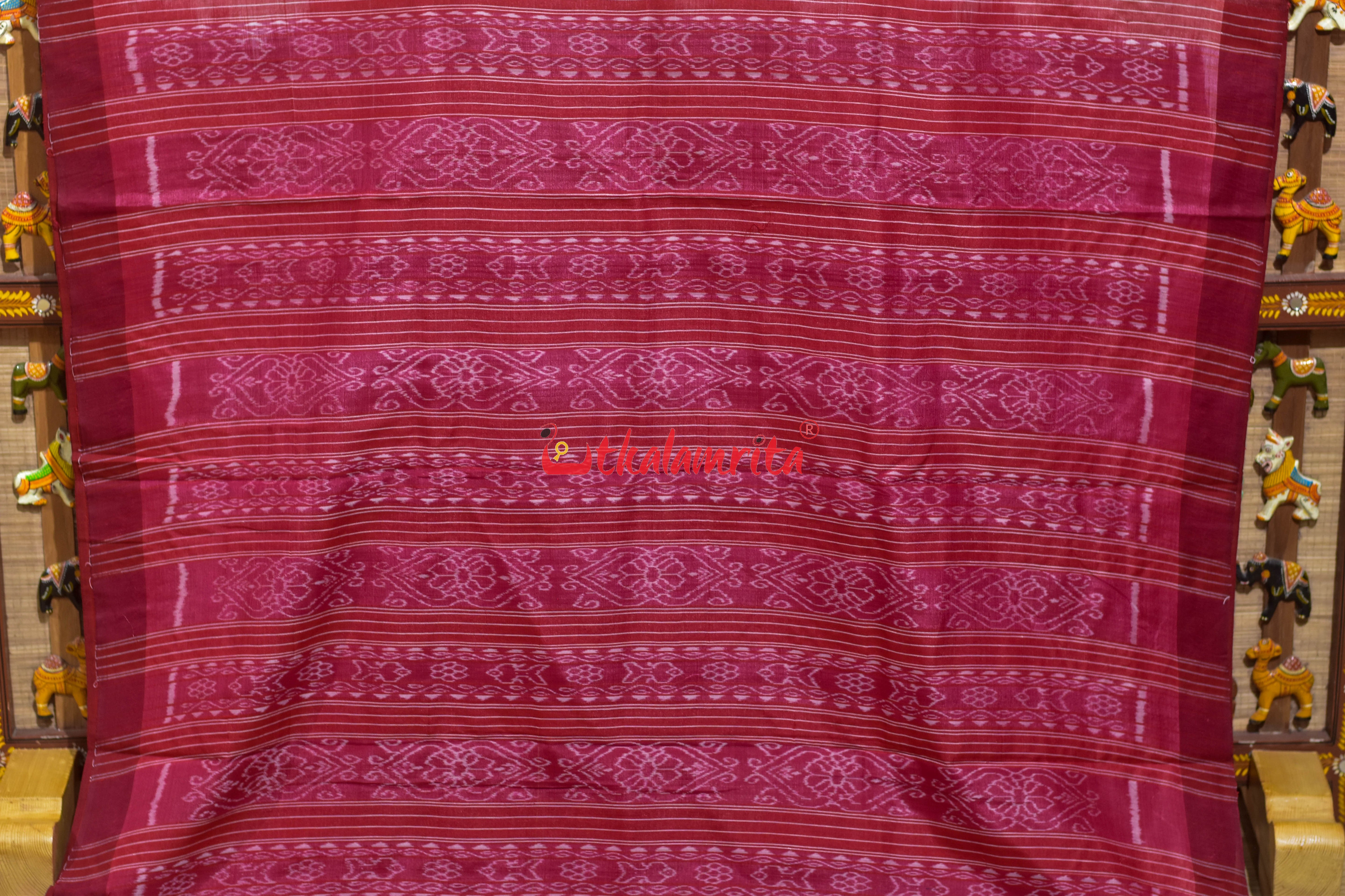 Red Kumbha Ghee Gopalpur Tussar Silk Saree