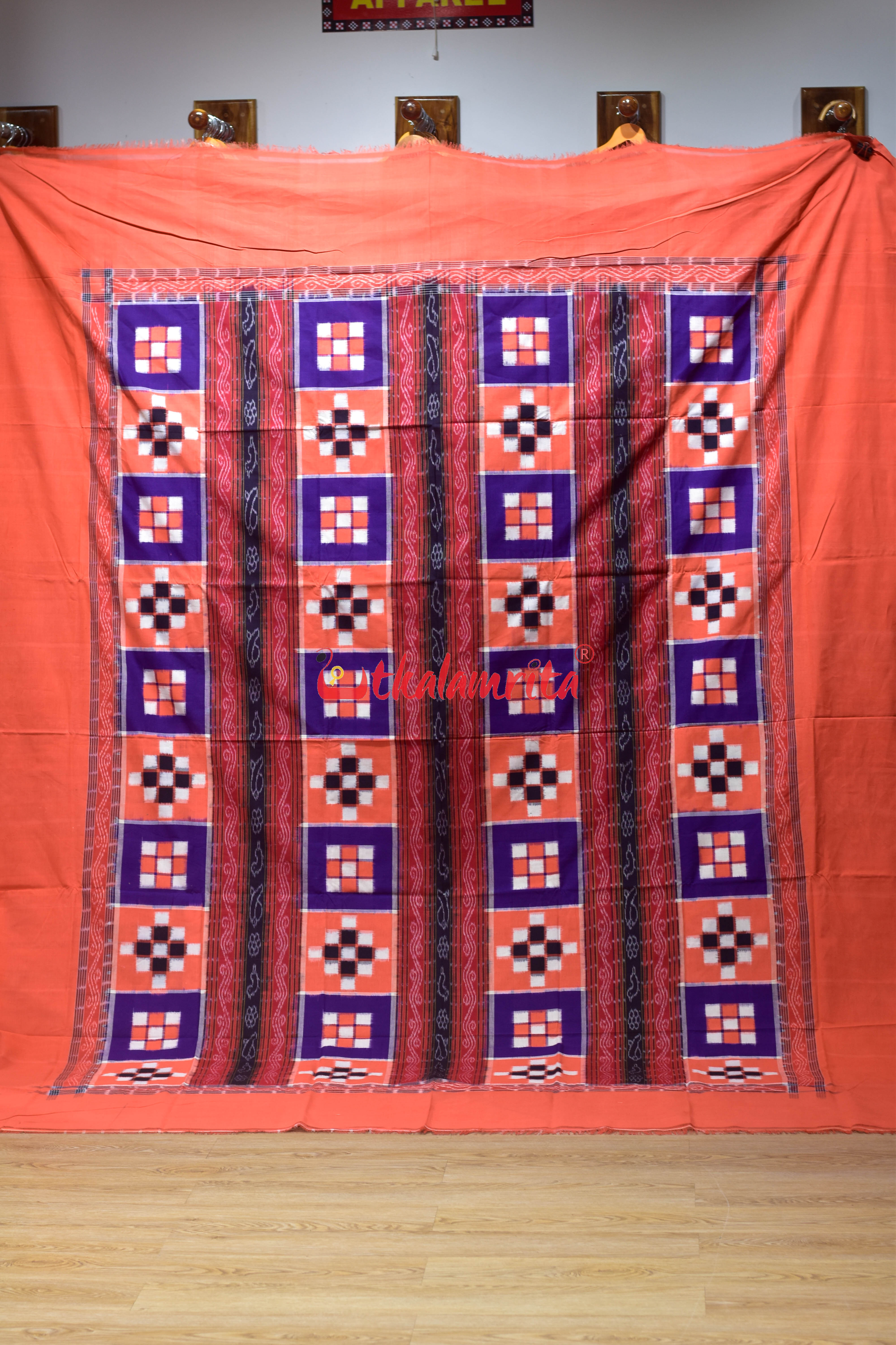 Orange Purple Bichitrapuri Cotton Bedsheet