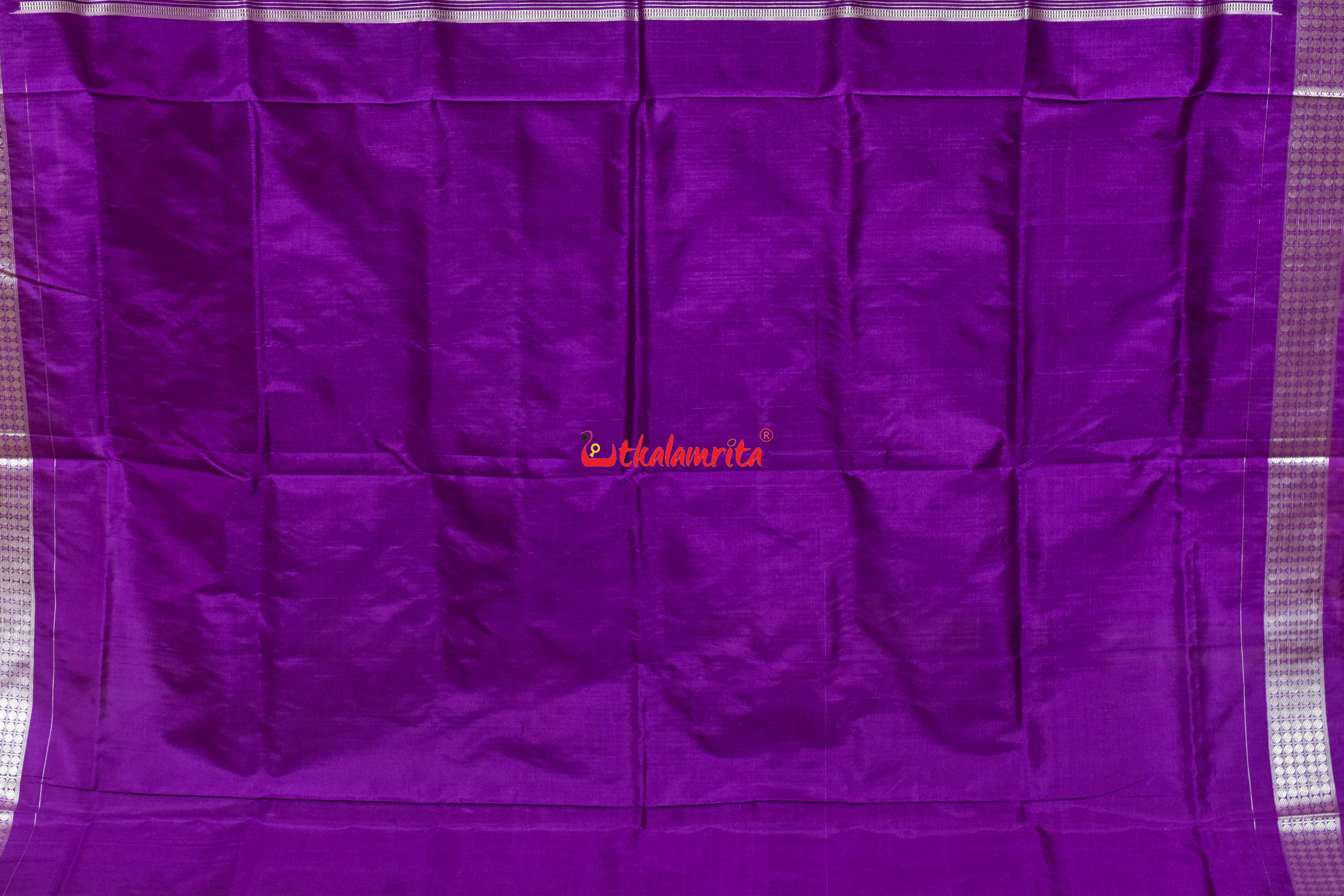3D Deer Chakra Purple Sambalpuri Silk Saree