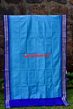 Blue Plain Kumbha With Rudraksha Sambalpuri Silk