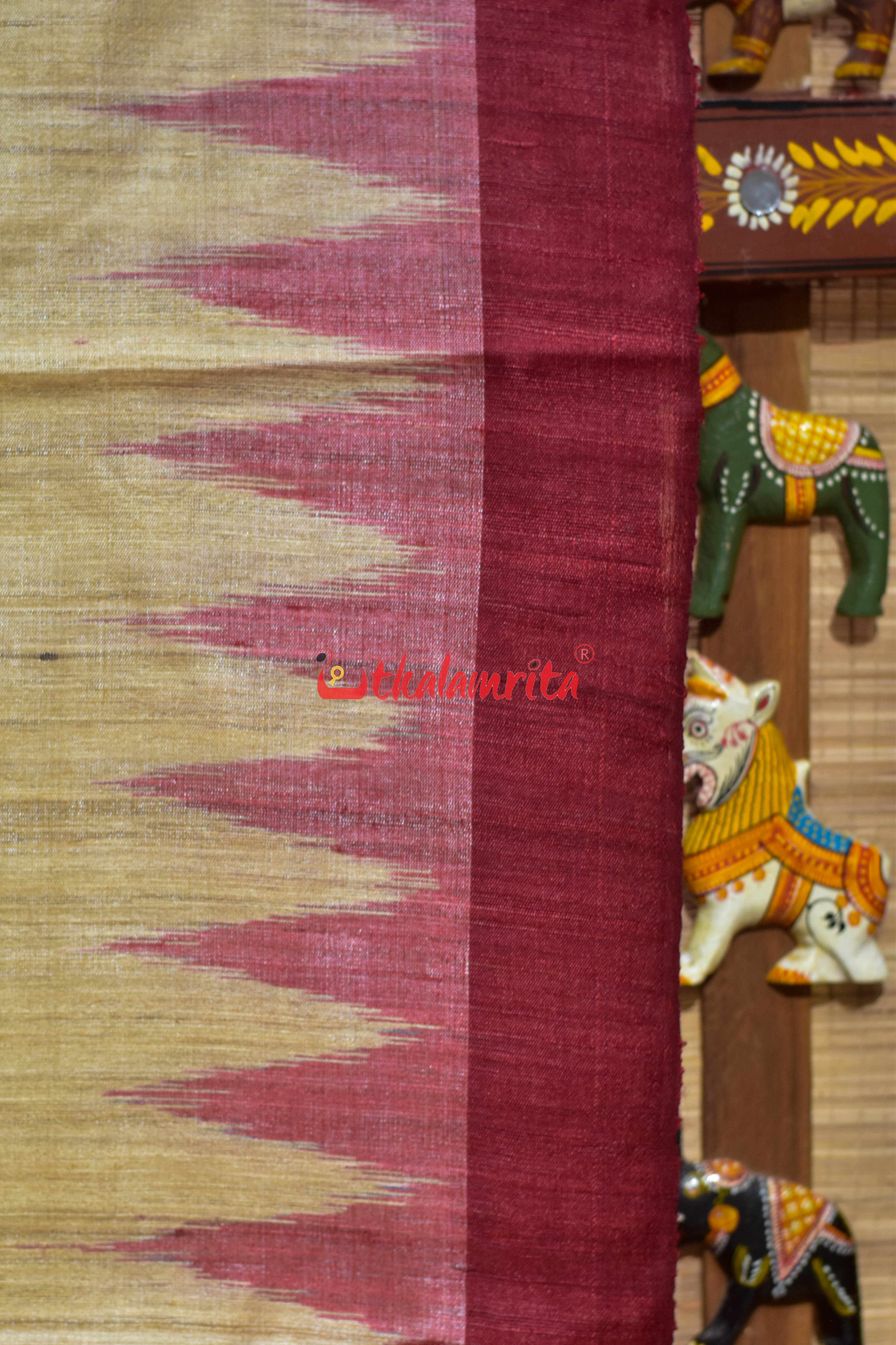 Red Kumbha Ghee Gopalpur Tussar Silk Saree