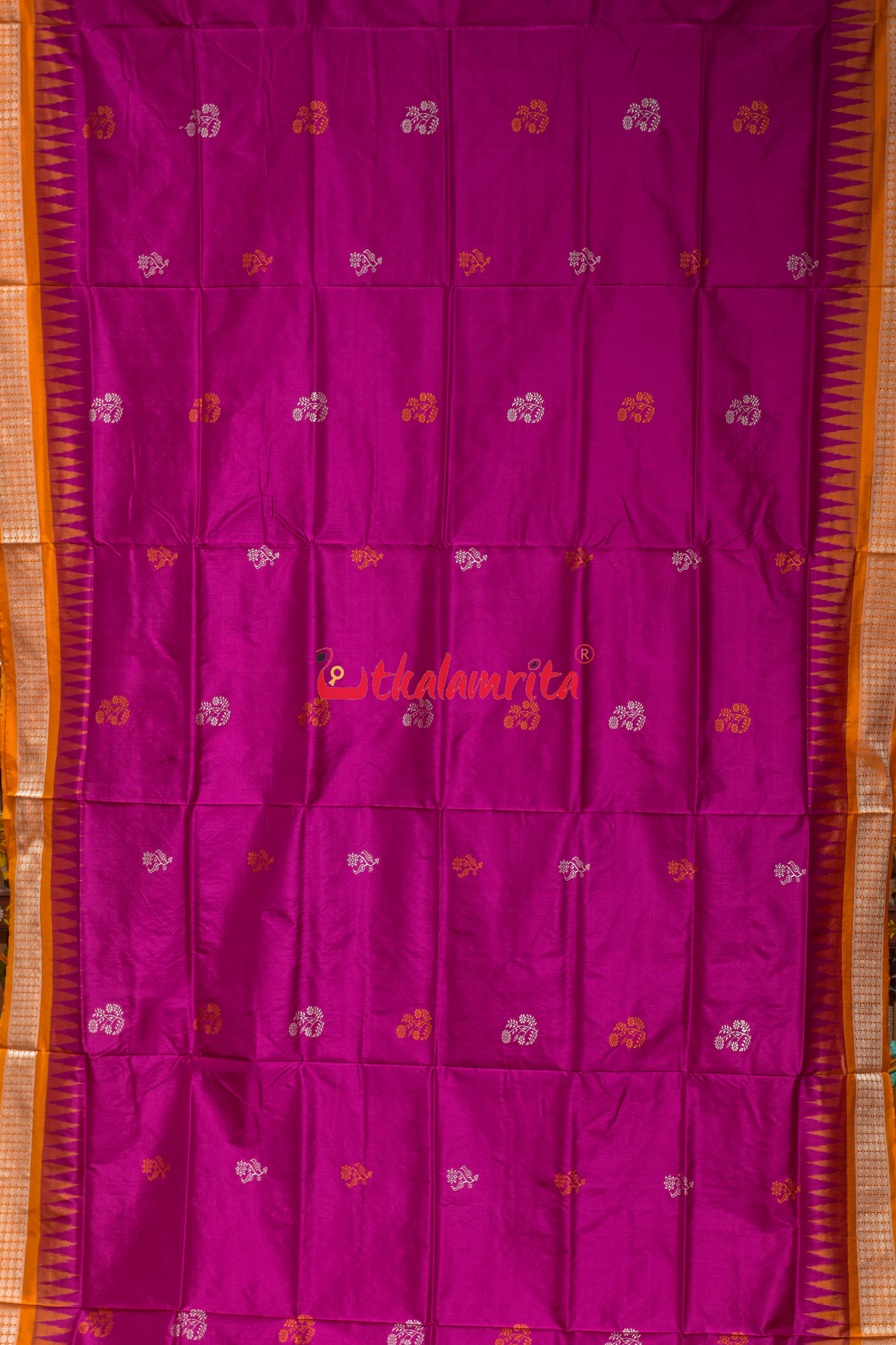 Rani Pink Phula Dala Bomkai Silk Saree