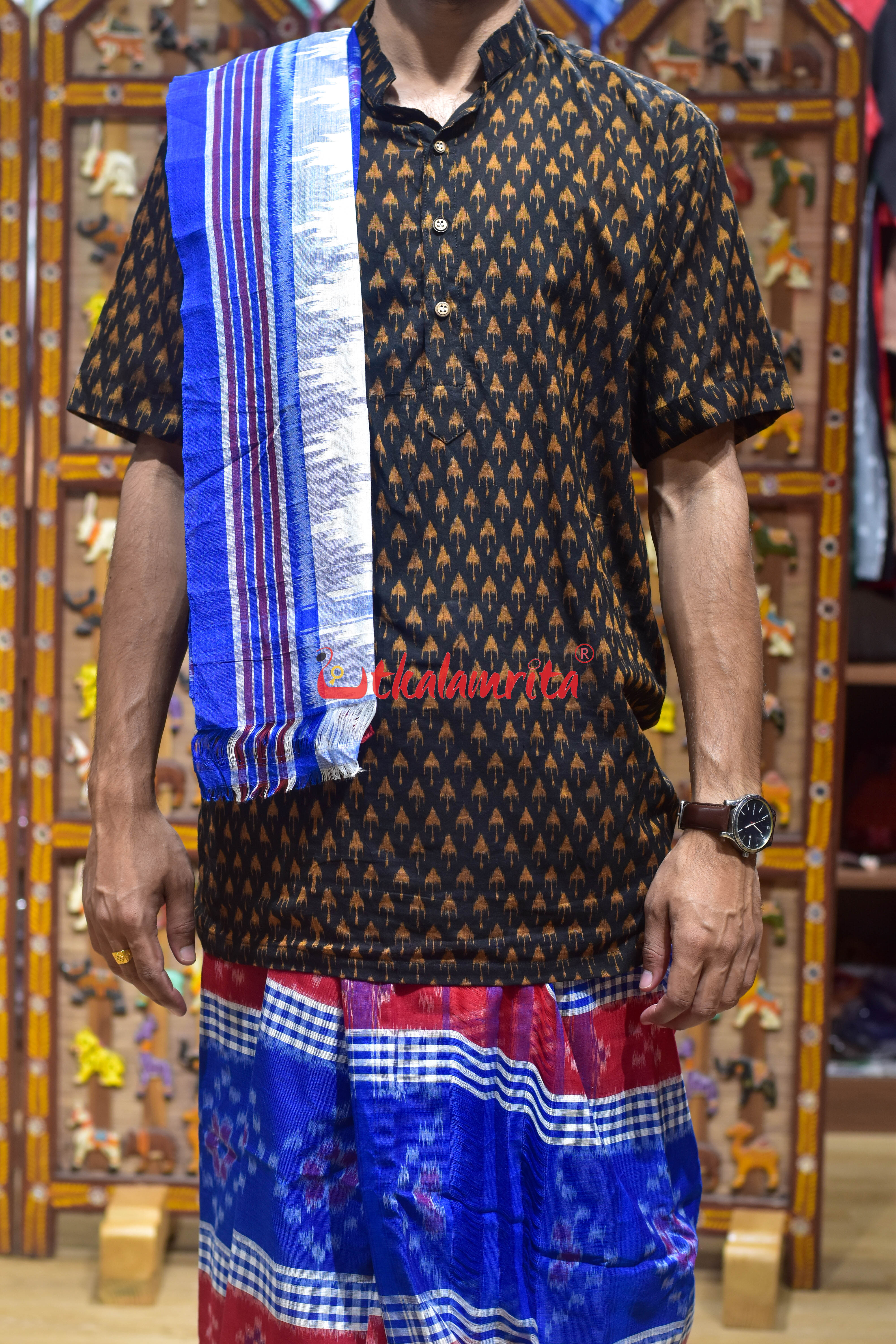Blue Checks Flower Design Cotton Joda