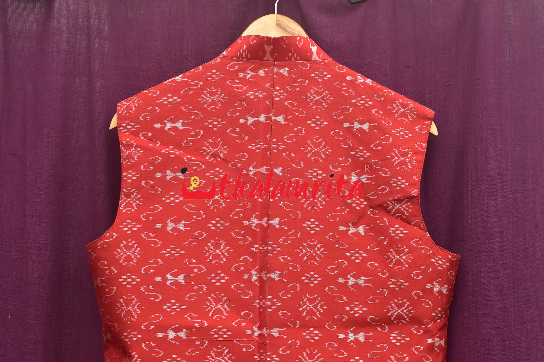 Red Tribals Sambalpuri Bandha Silk (Men's Jacket)