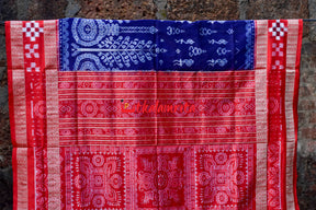 Prussian Blue Tribals Sambalpuri Silk Saree